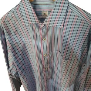 Peter Millar Striped Dress Shirt Mens Extra Large Long Sleeve Button Down Cotton